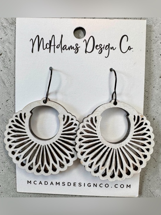 Jewelry - McAdams Design Co. White Laser-Cut Hoop Earrings